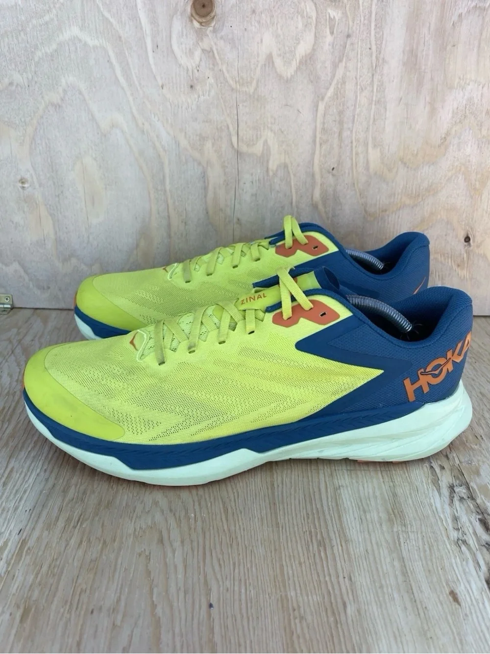 HOKA One One Zinal 2 Running Shoes green Navy Pink Sneaker size 13